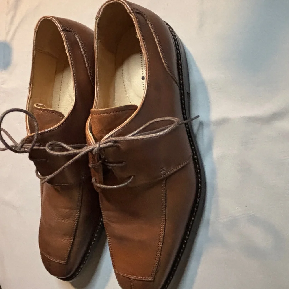 Florsheim Men's Tan Leather Oxfords Size 12D New in Box Dress Shoe 4 Eyelet - Picture 2 of 8